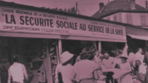 banderole "la sécurité sociale au service de la santé"