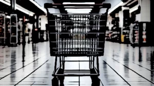 caddie vide dans un supermarché