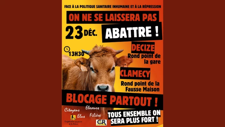 affiche manifestation agriculteurs 23 décembre 2025