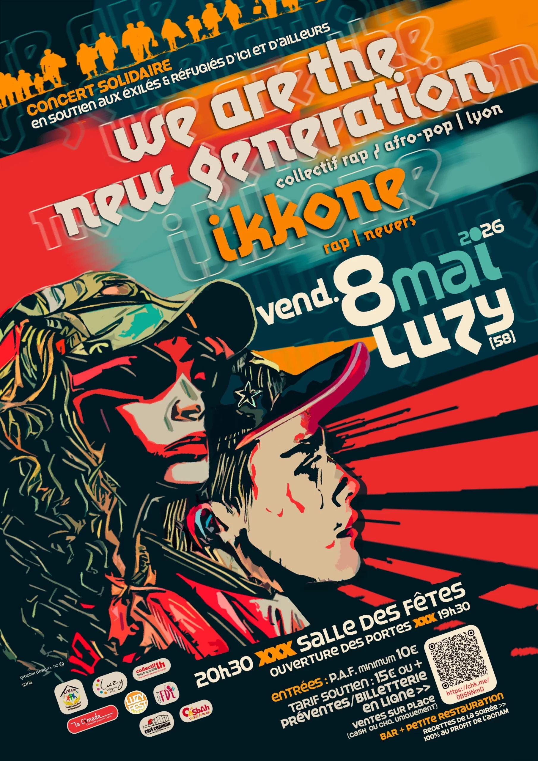 affiche CONCERT SOLIDAIRE en soutien aux exilés et réfugiés d'ici et d'ailleurs