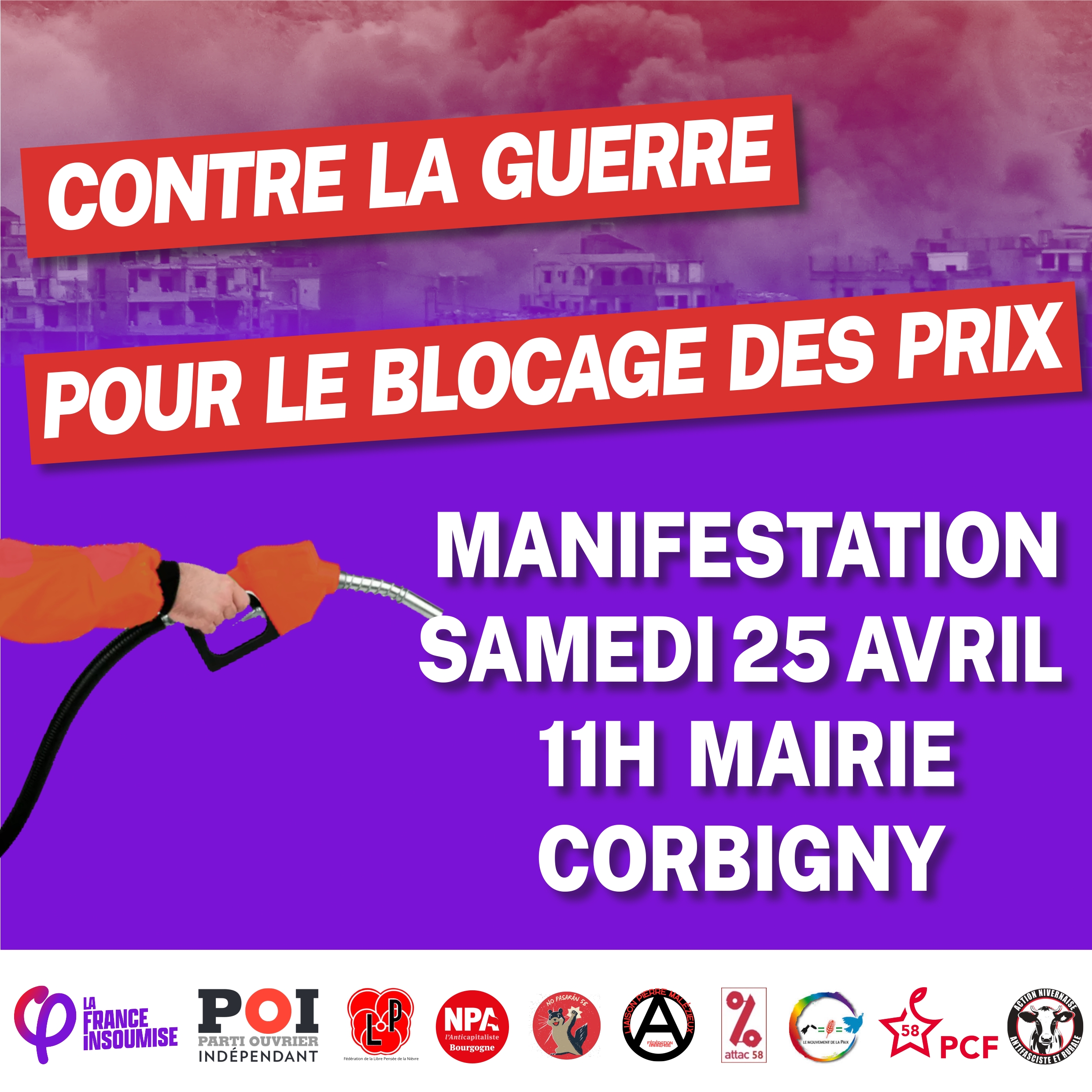 Manifestation contre la guerre et pour le blocage des prix à Corbigny